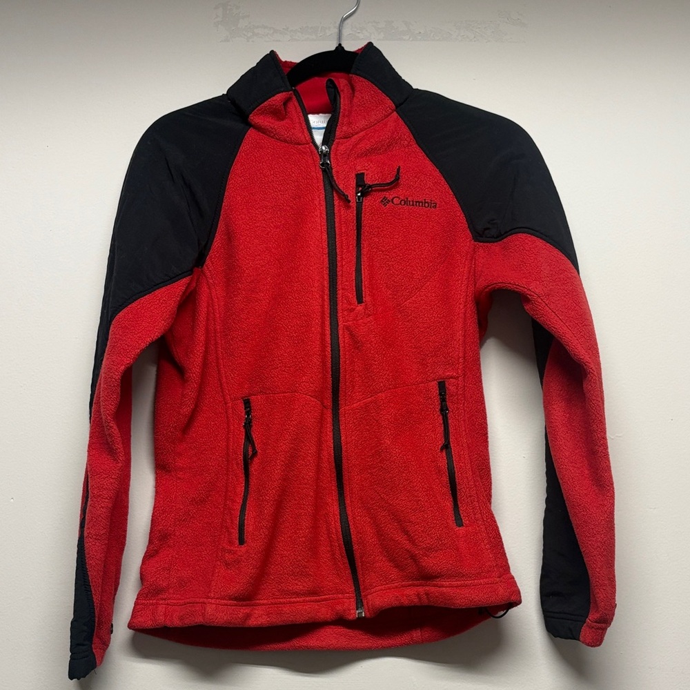 Columbia Red and Black Full-Zip Fleece Hoodie